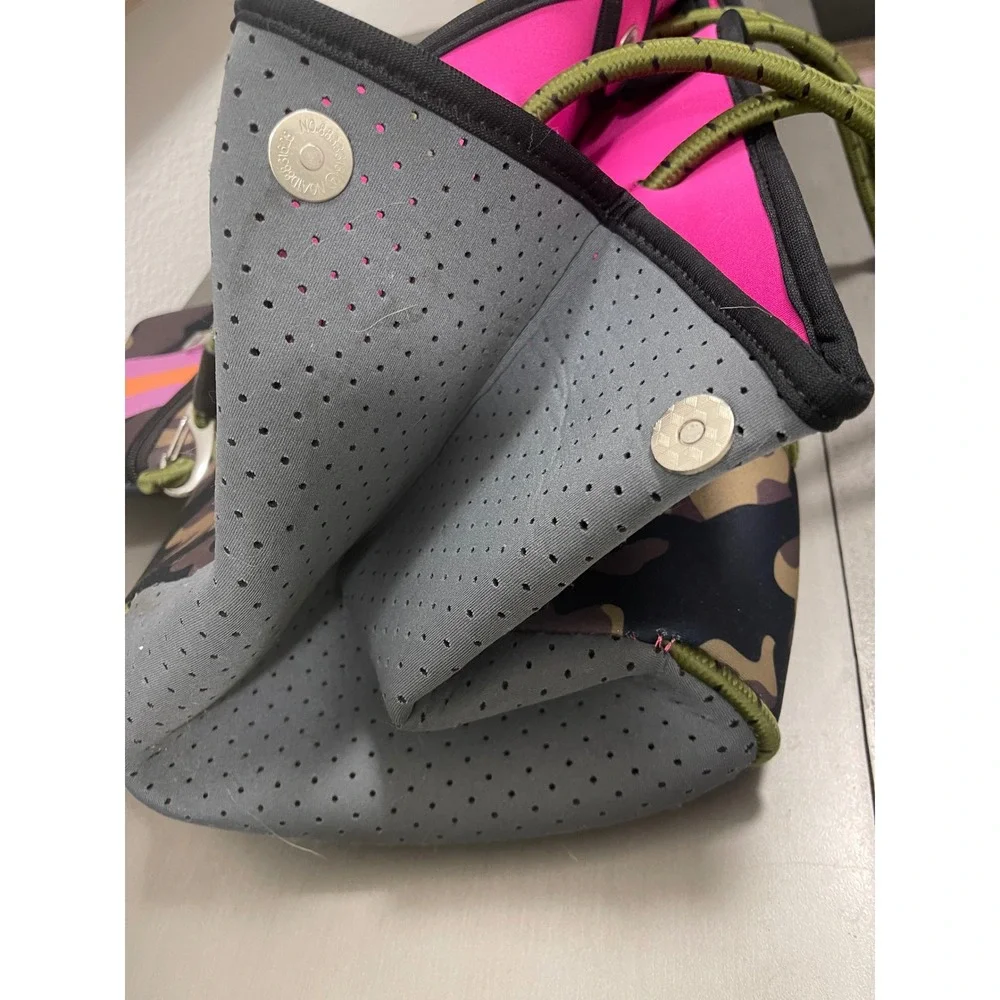 Camo Neoprene Tote Bag Carry On, Travel Gym Bag Pink Orange with Pouch Large